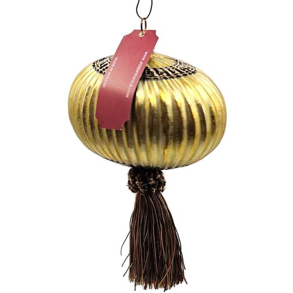 John Toole Oriental Lantern Gold Flowers Tasseled Christmas Tree Ornament - Picture 6 of 11